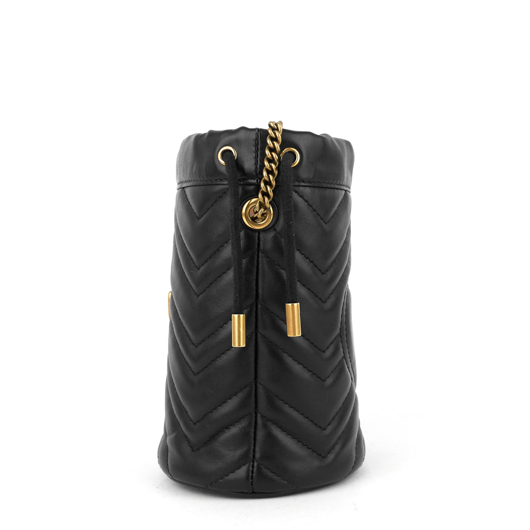 gg marmont leather mini bucket bag