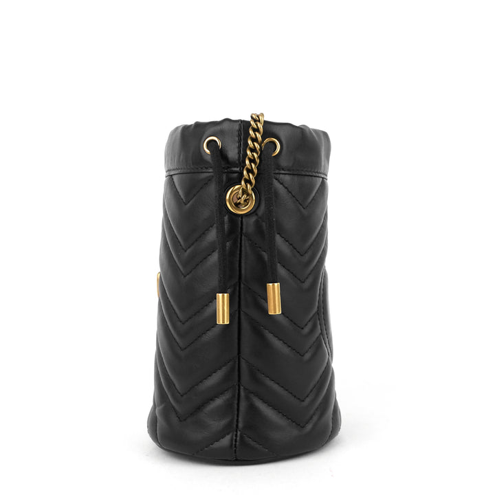 gg marmont leather mini bucket bag
