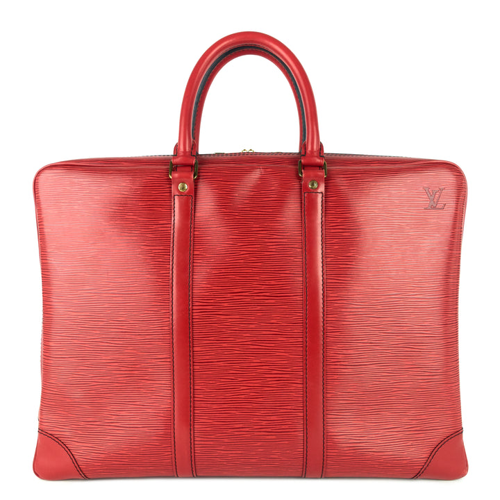 porte-documents voyage red epi leather briefcase bag