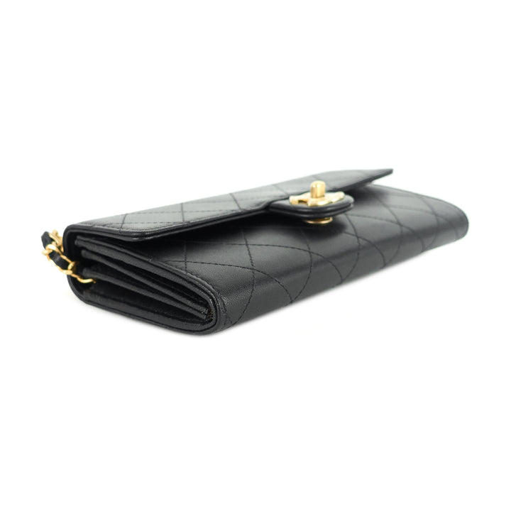 chic pearls flap goatskin leather clutch with chain bag