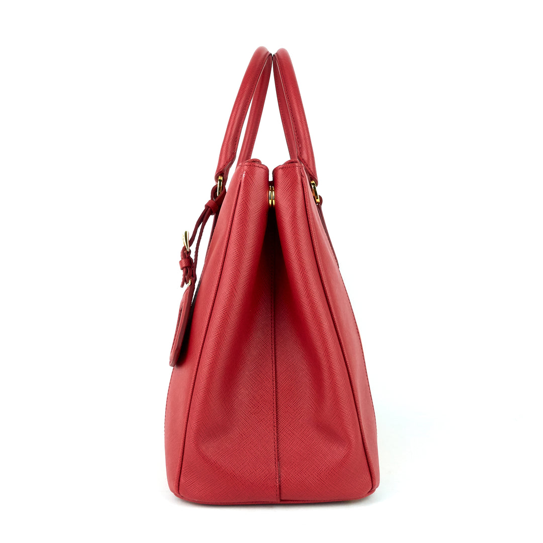galleria double zip medium bicolour leather bag