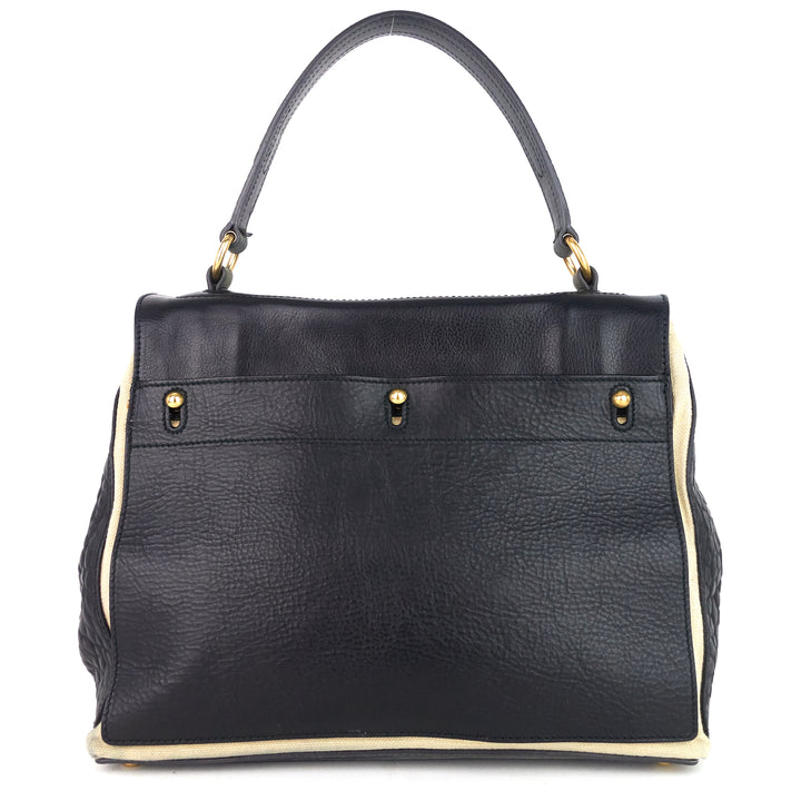 muse two-tone leather, suede and canvas handbag