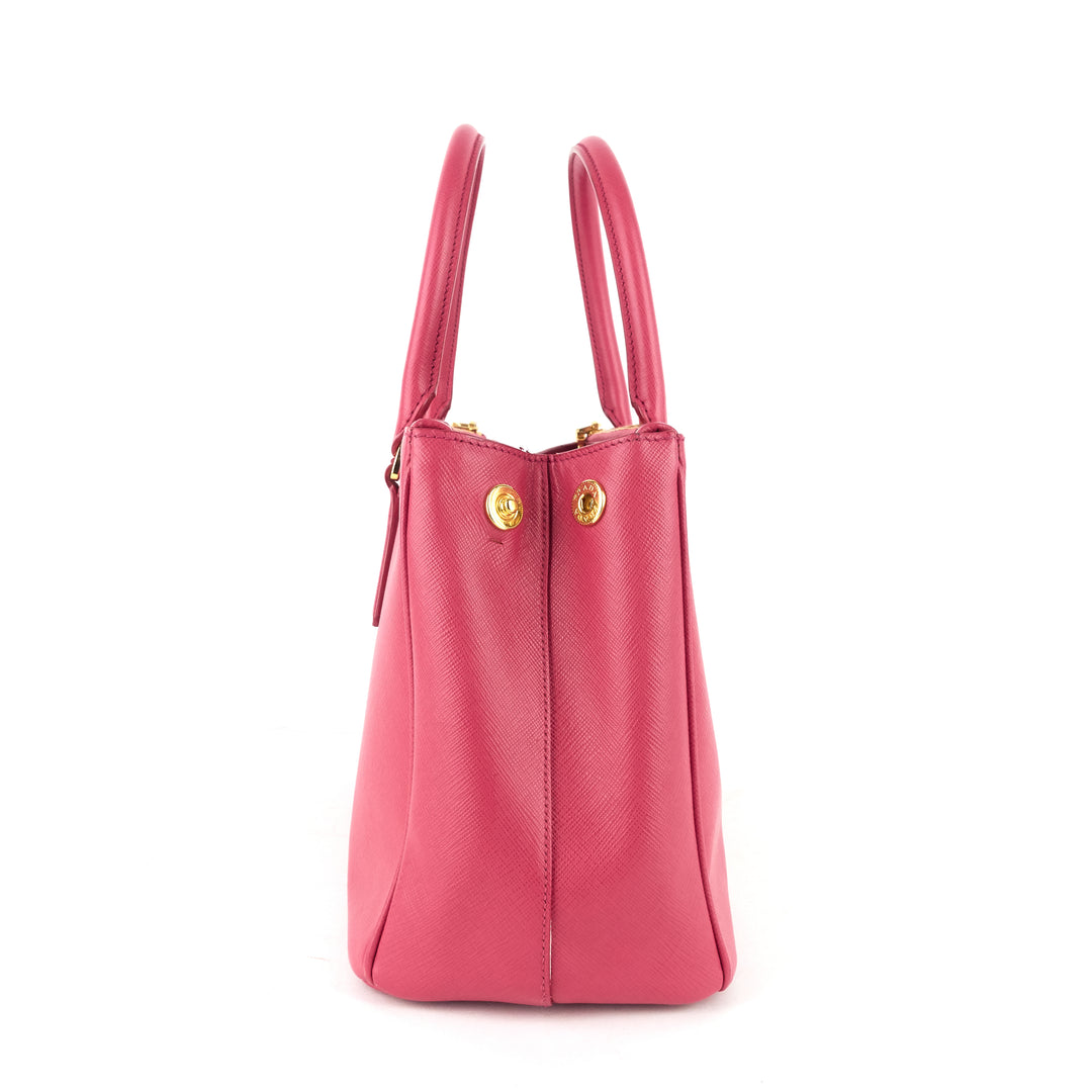 double zip small saffiano lux leather tote bag