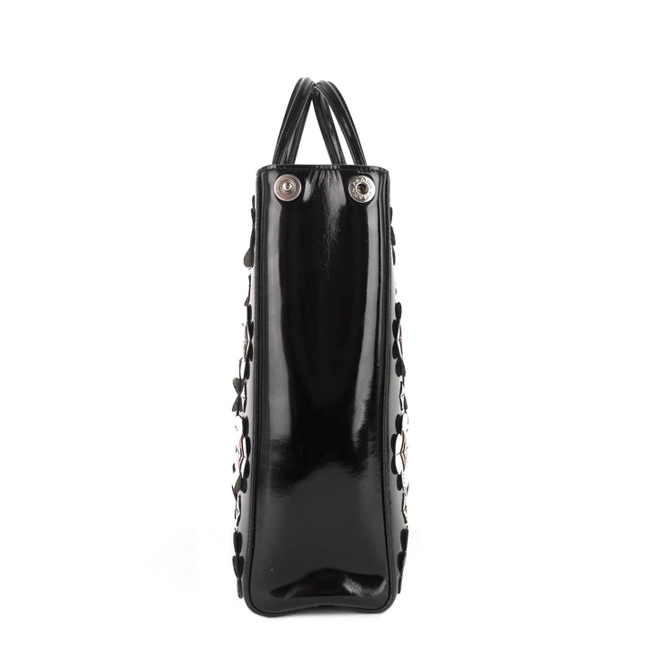 convertible spazzolato leather flower appliqué tote bag
