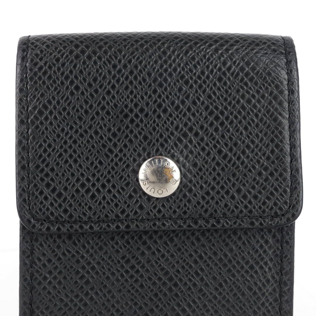 porte cles badge ardoise taiga leather pouch keychain