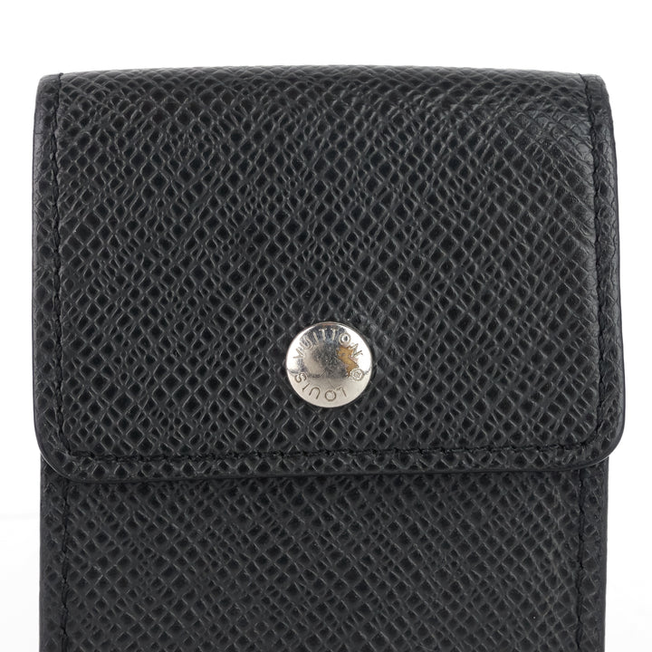 porte cles badge ardoise taiga leather pouch keychain
