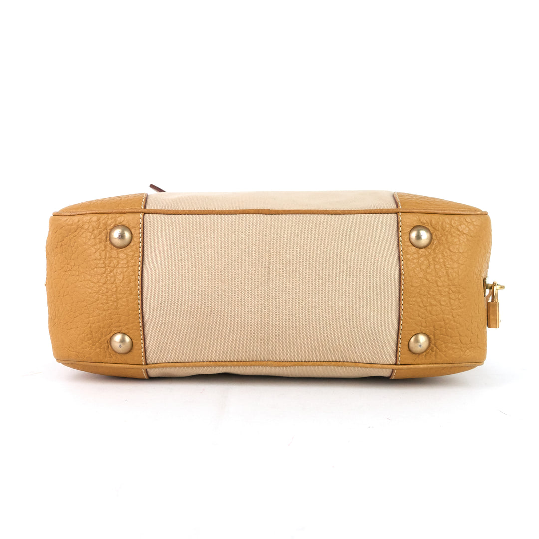 canvas and leather shoulder bag