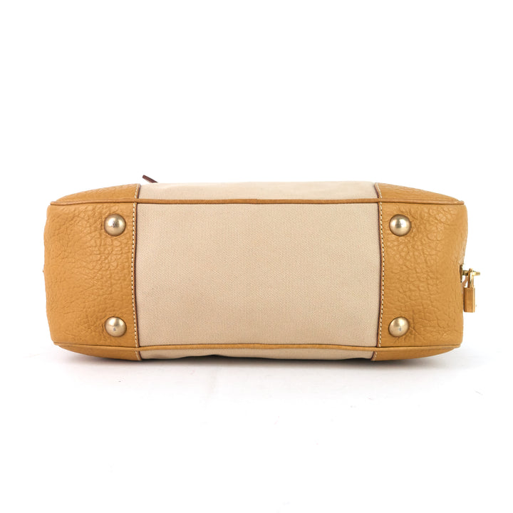 canvas and leather shoulder bag