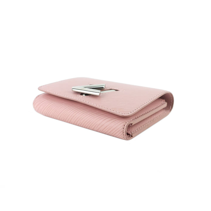 twist pink epi leather compact wallet