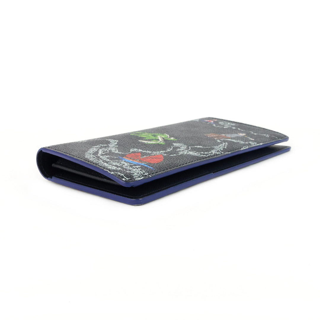 brazza world map damier graphite canvas wallet