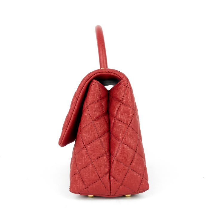 coco top handle small caviar leather bag