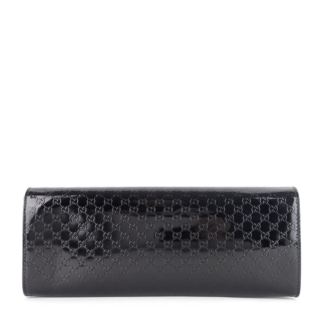 micro-guccissima patent leather broadway clutch bag