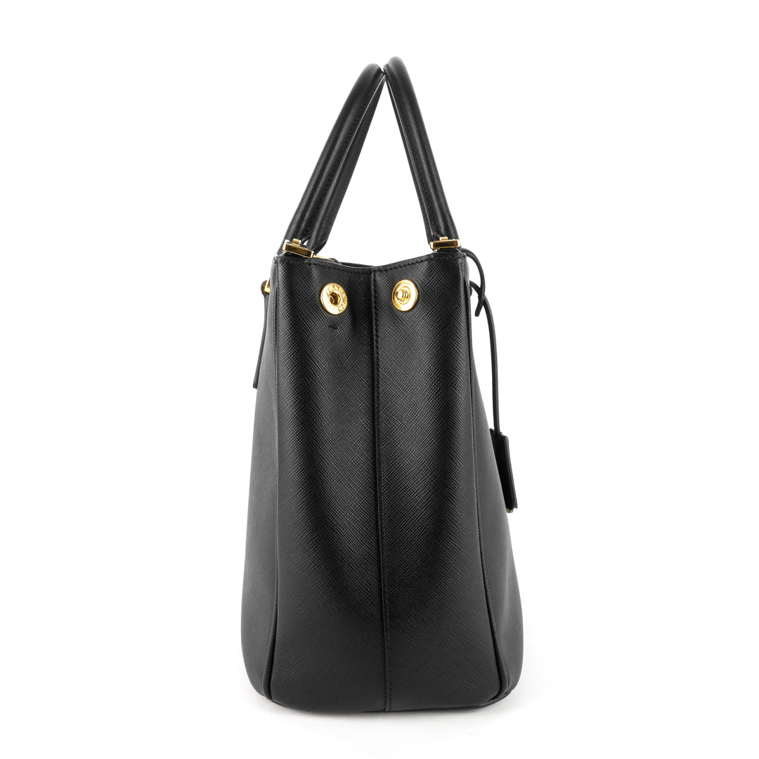 double zip lux medium saffiano leather tote bag