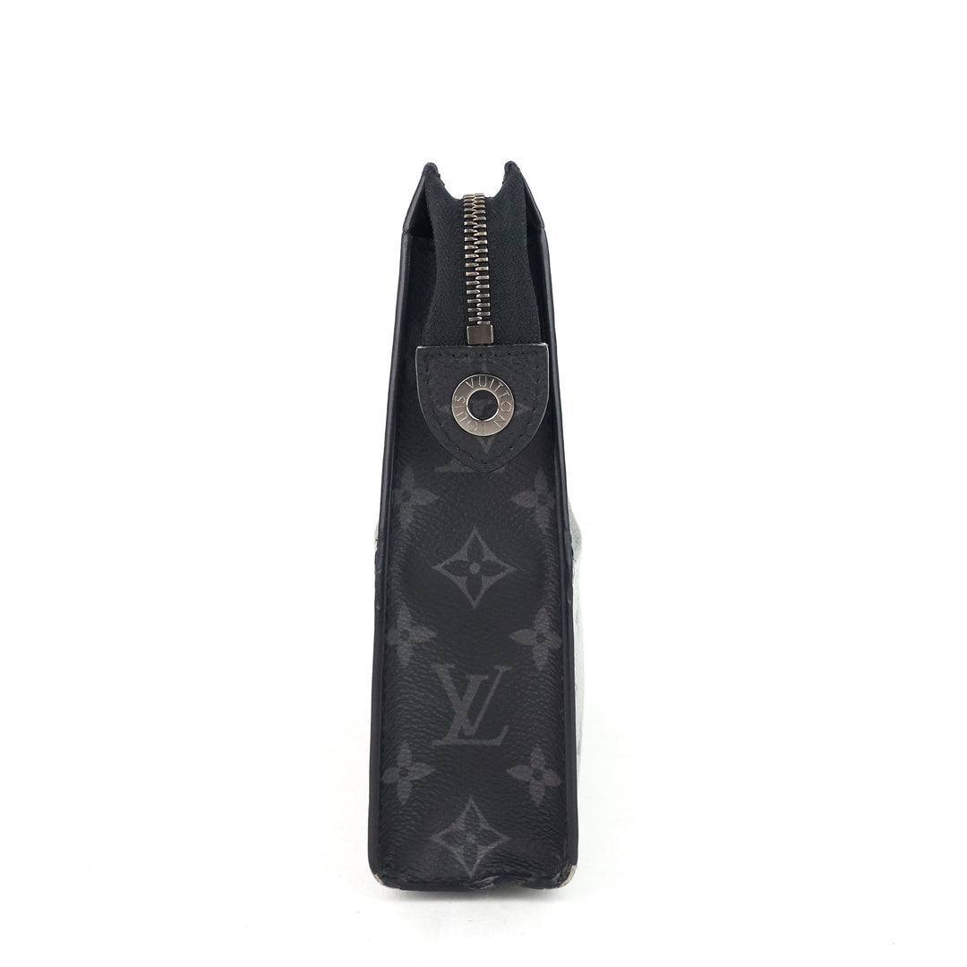 Louis Vuitton Monogram Eclipse Split Pochette Voyage MM Bag M63039 Silver  2018
