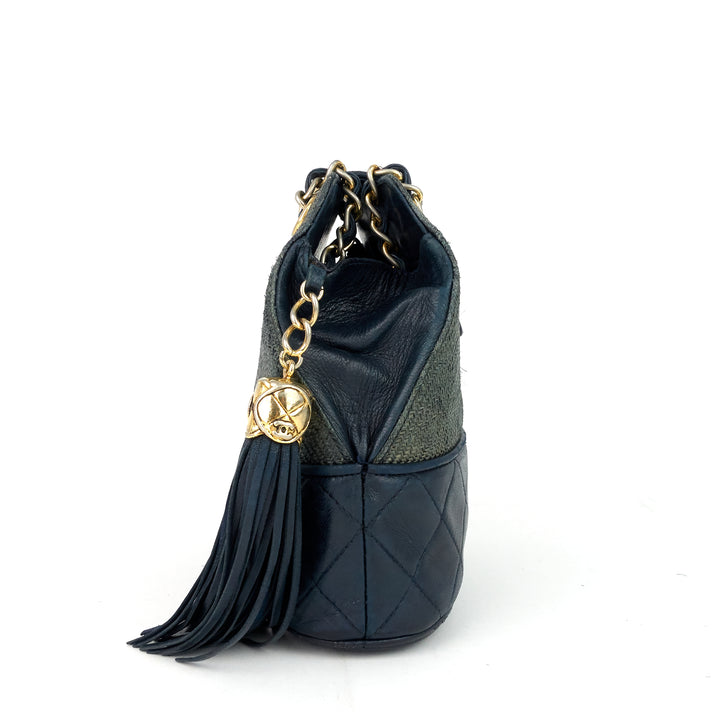 vintage woven raffia chain shoulder bag
