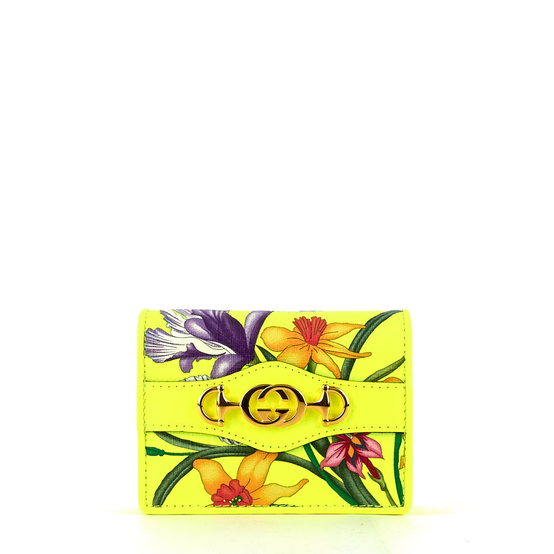 flora coated canvas flap card case
