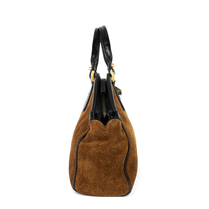 ophidia re(belle) medium suede and leather bag