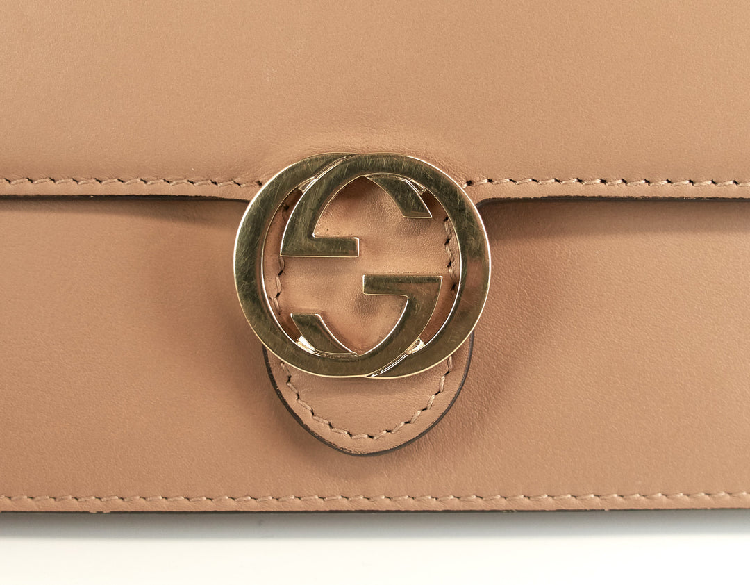 leather gg logo wallet with strap