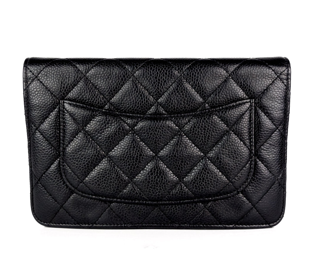 wallet on a chain quilted caviar leather bag