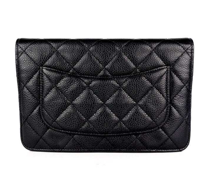 wallet on a chain quilted caviar leather bag