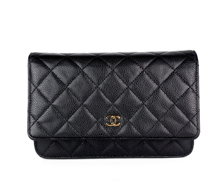 wallet on a chain quilted caviar leather bag