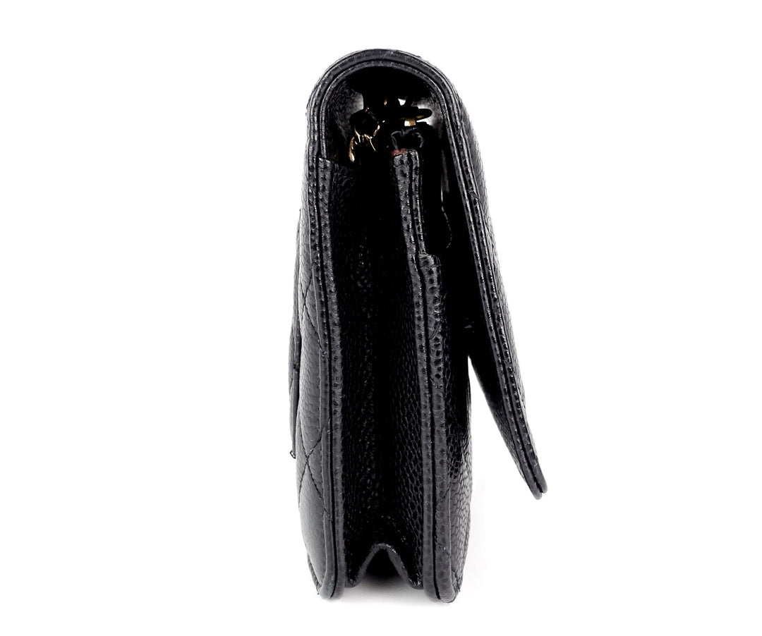 wallet on a chain quilted caviar leather bag