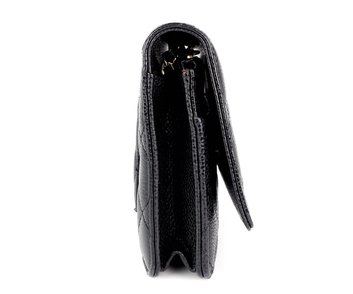 wallet on a chain quilted caviar leather bag