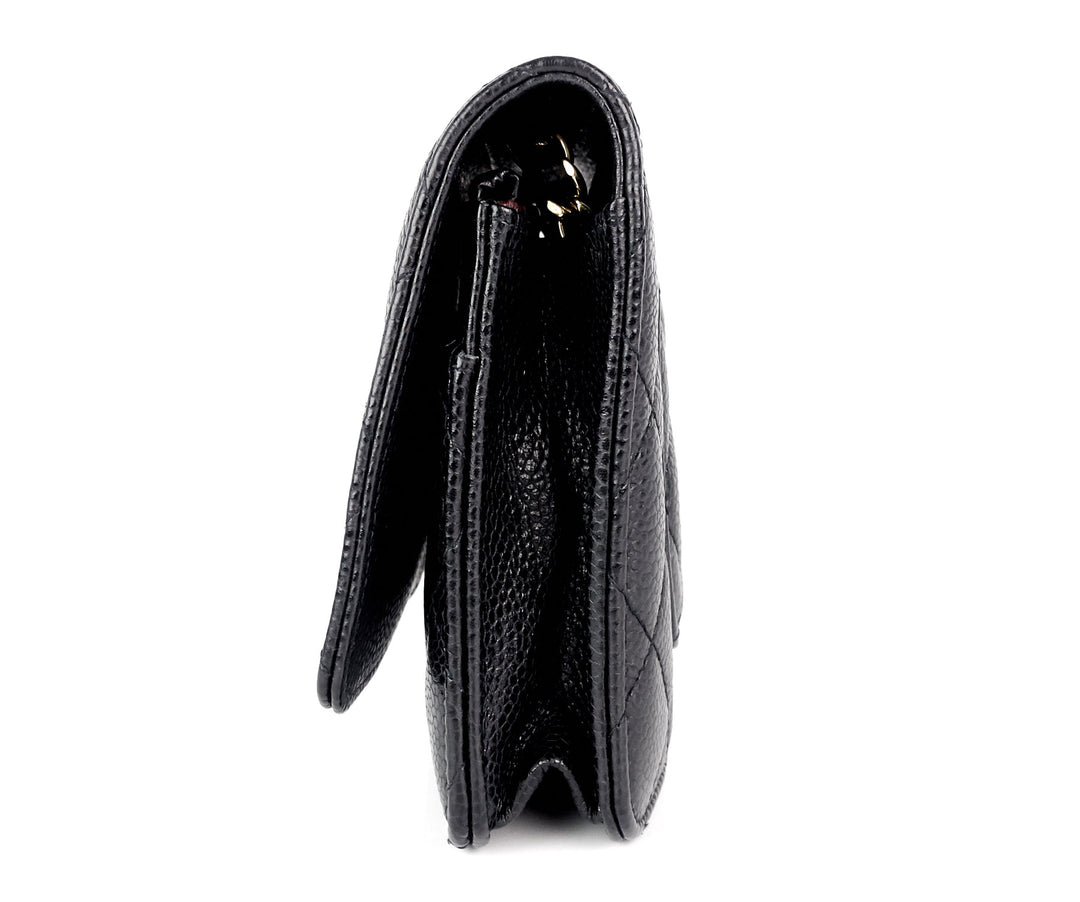 wallet on a chain quilted caviar leather bag