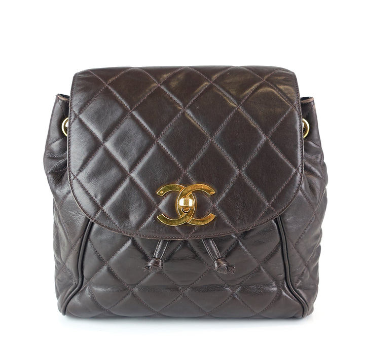 quilted lambskin leather small backpack bag