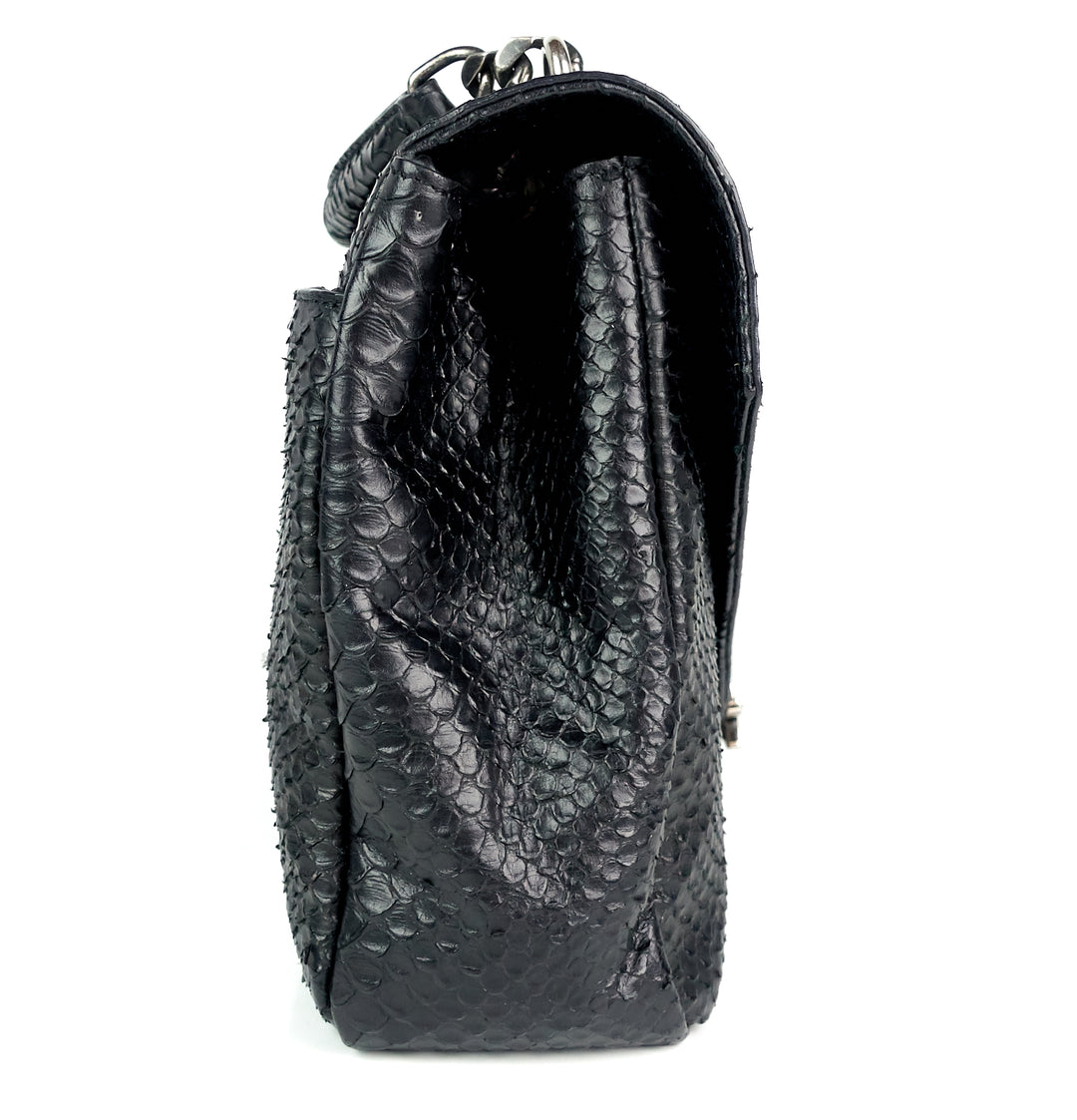 collège python embossed leather large bag