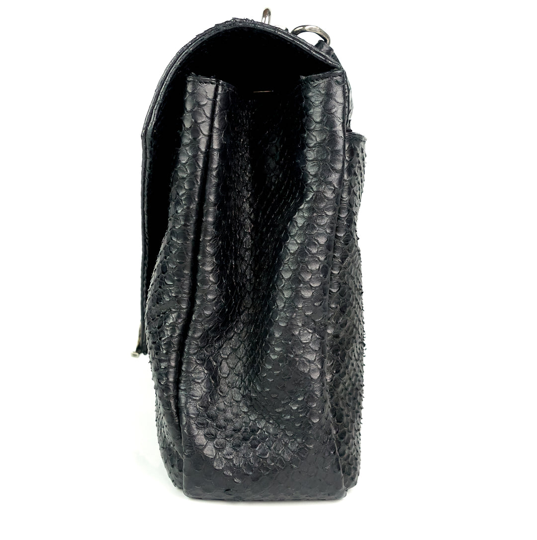 collège python embossed leather large bag