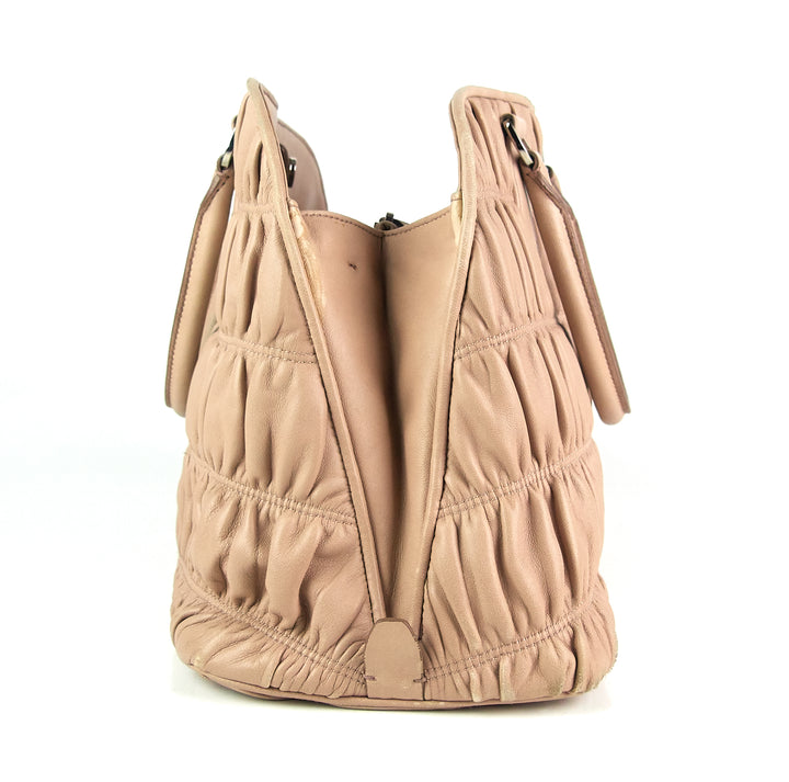 gaufre-stitched leather tote bag