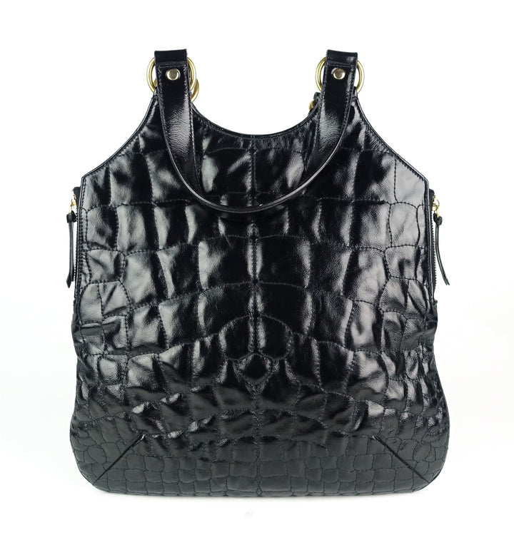 tribute crocodile embossed leather tote bag