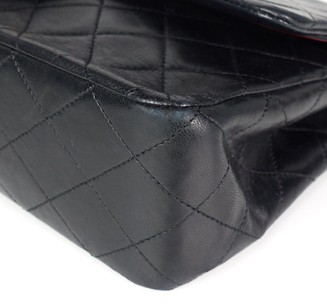 double flap medium lambskin leather bag