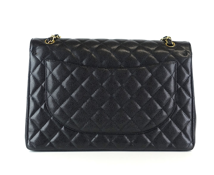 double flap caviar leather maxi bag