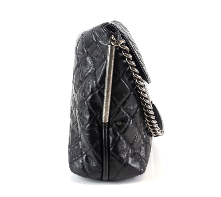 lambskin leather aged chain cc flap large bag