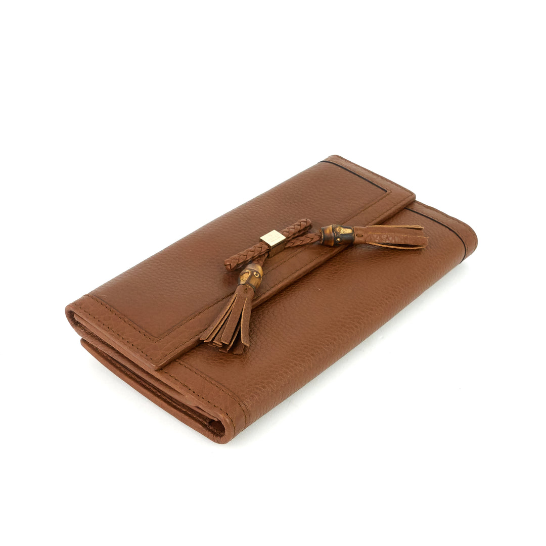 pebbled leather bamboo tassel bella continental wallet