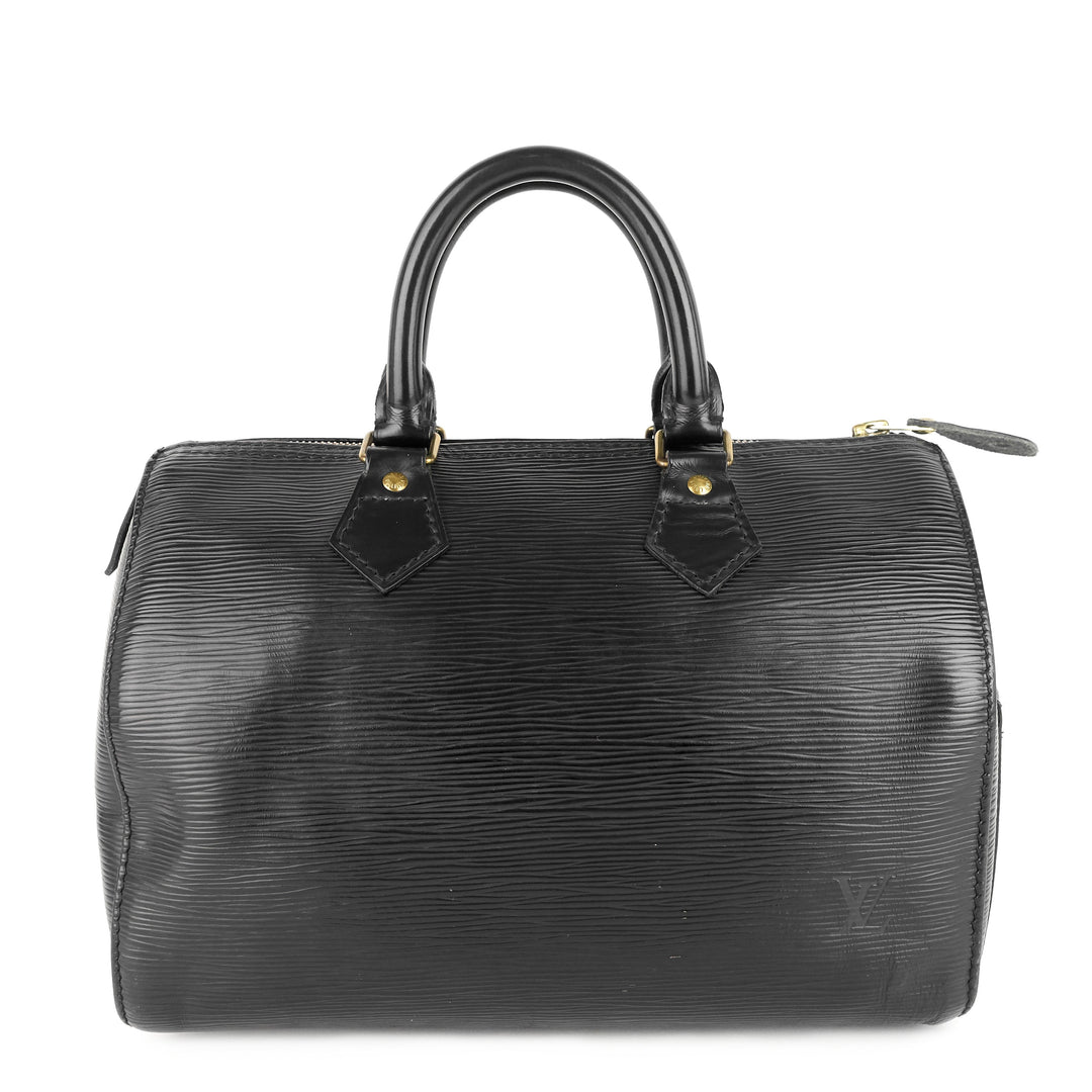 speedy 25 black epi leather bag