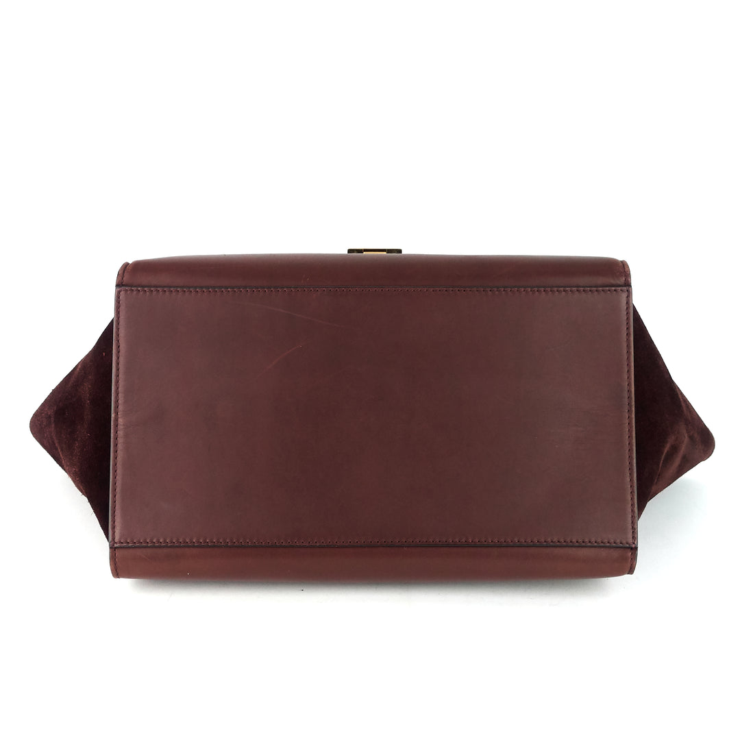trapeze medium calf leather and suede bag