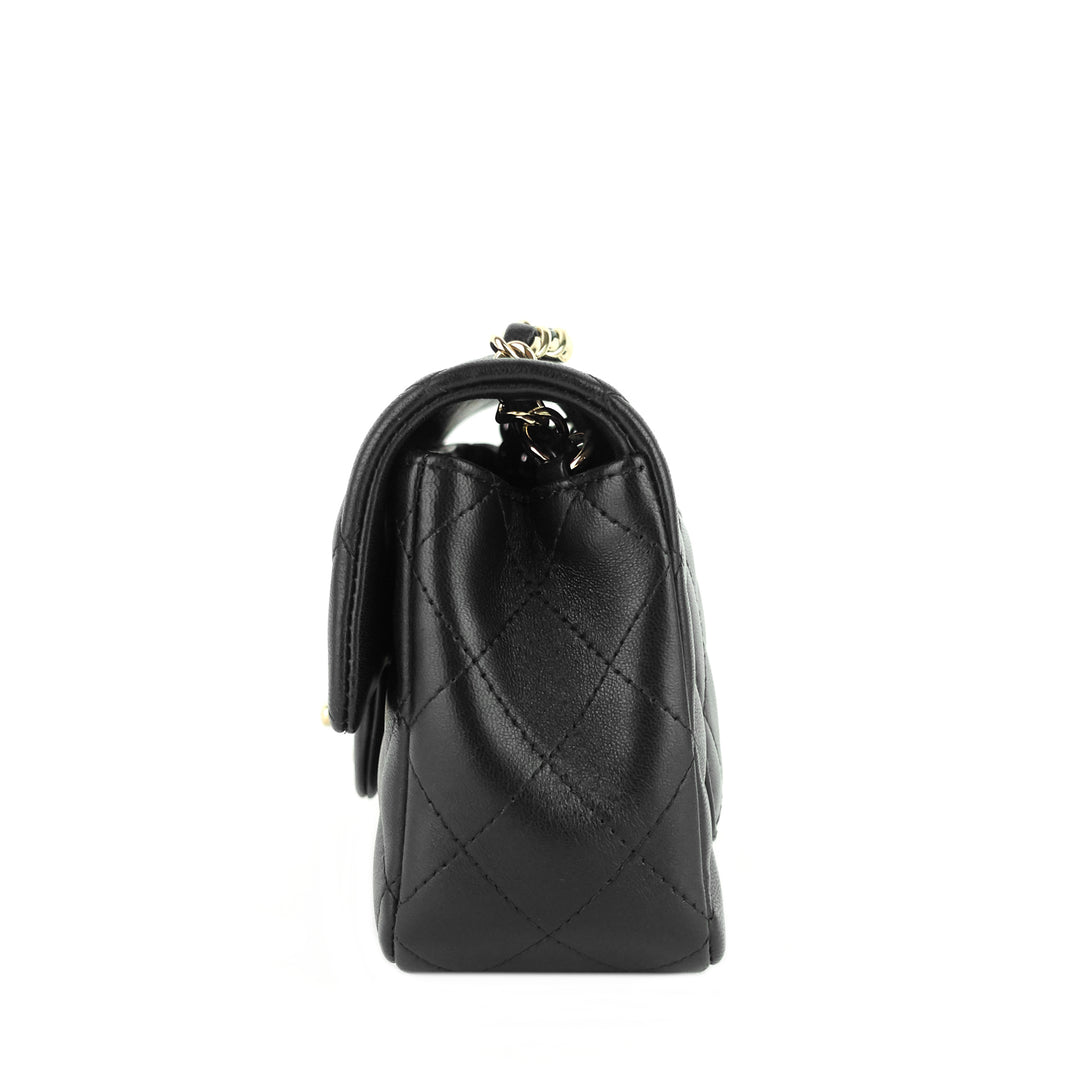 classic mini lambskin leather single flap bag