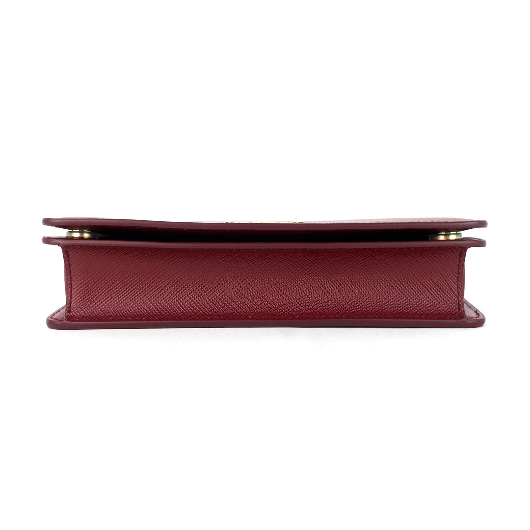 saffiano leather mini wallet on chain bag