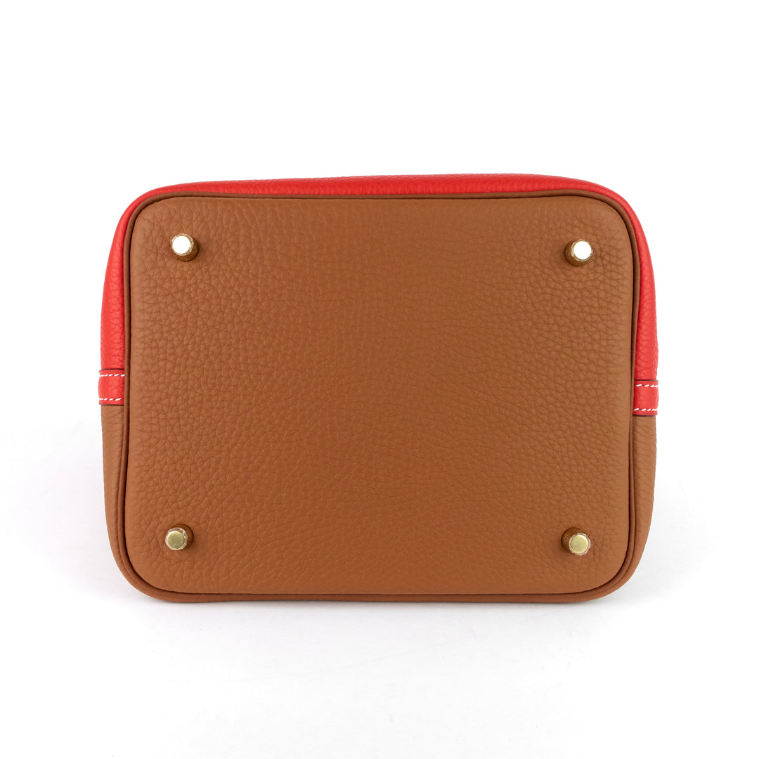 picotin lock 22 mm bicolour clemence leather bag