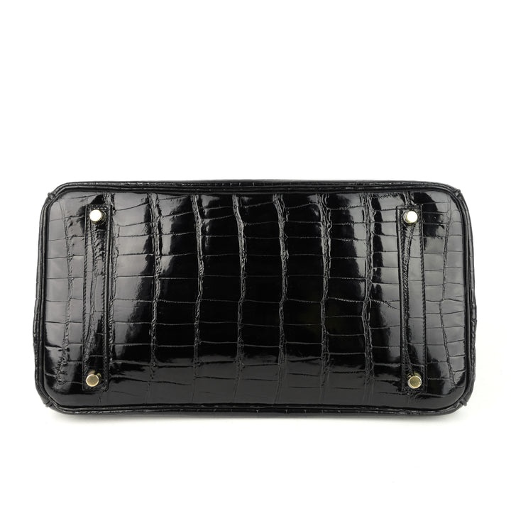 birkin 35 black porosus crocodile handbag