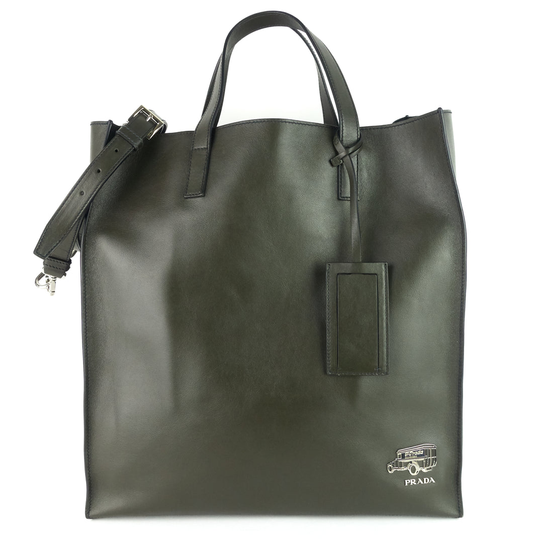 tall calfskin leather shopping tote bag