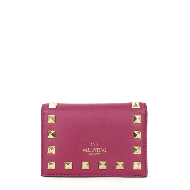 rockstud french flap small leather wallet
