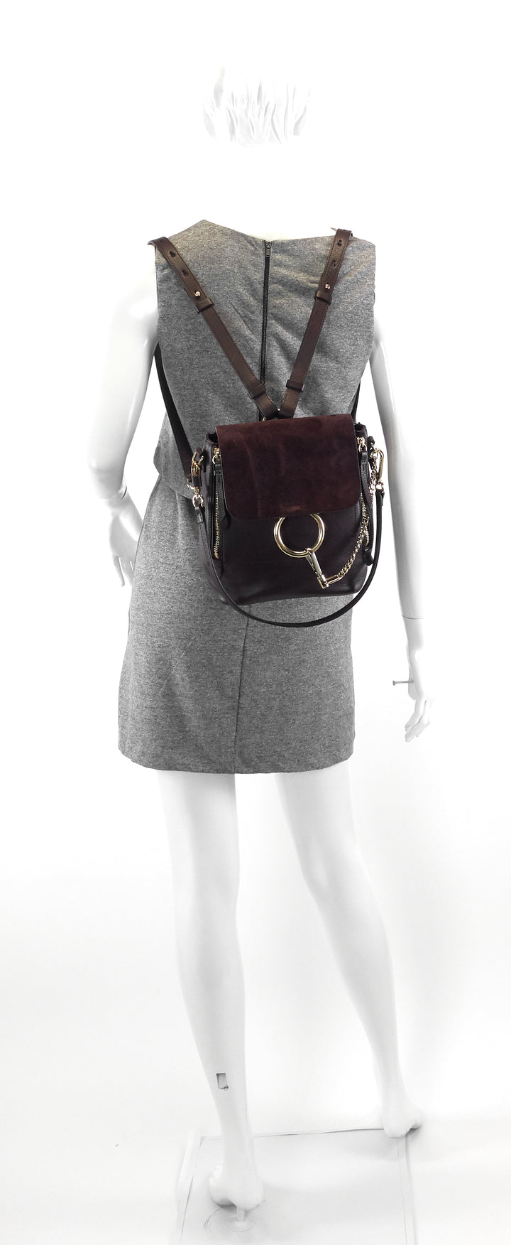 faye small calf and suede backpack