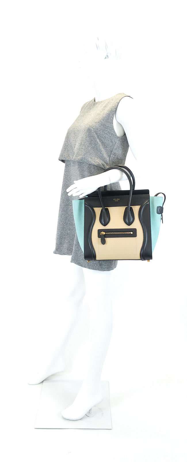 micro luggage calf leather antarctic tricolour bag
