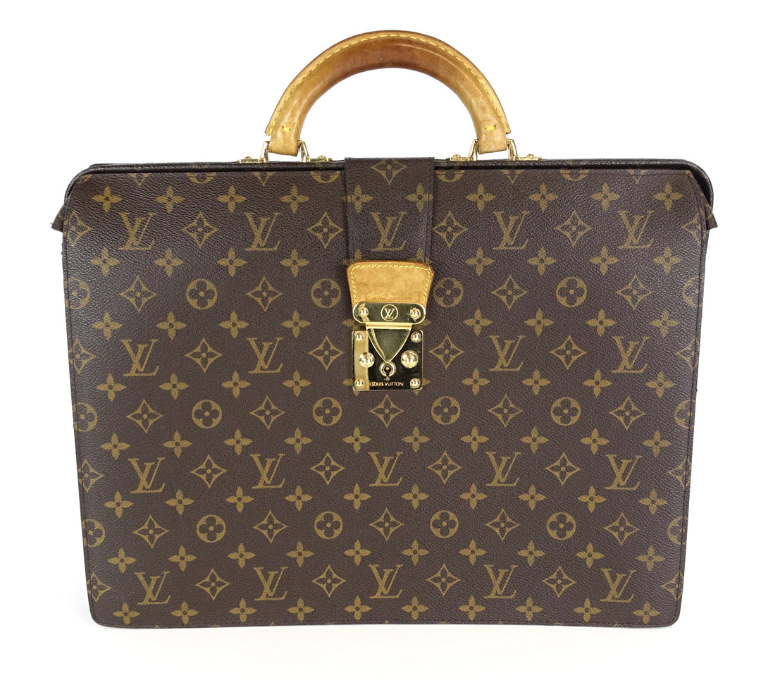 serviette fermoir monogram canvas briefcase bag