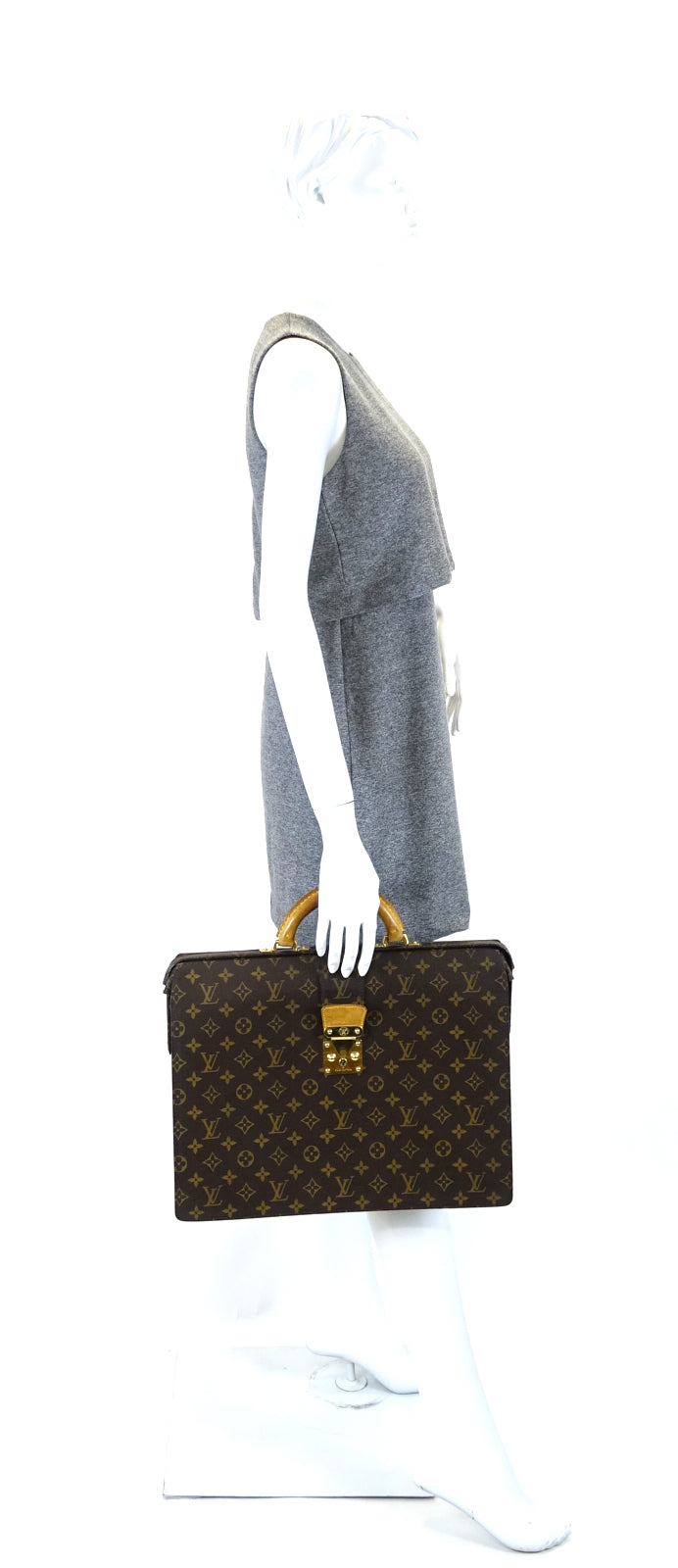 Serviette Fermoir Monogram Canvas Briefcase Bag – Poshbag Boutique