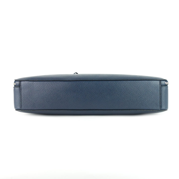lettering logo saffiano leather briefcase bag